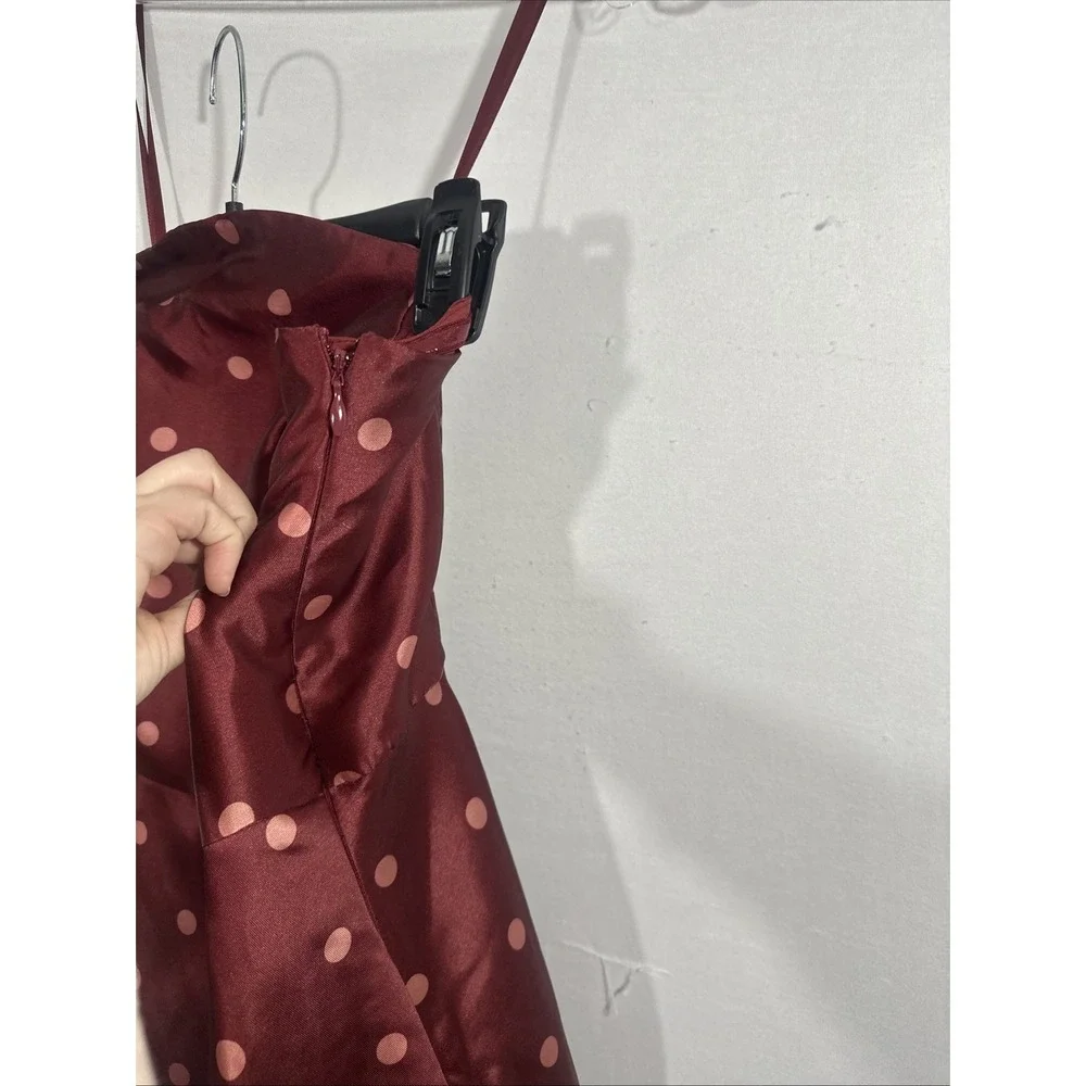 NEW $350 Hutch [ 4 ] Victoria Polka‎ Dot Strapless Gown in Pomegranate Red Q1297